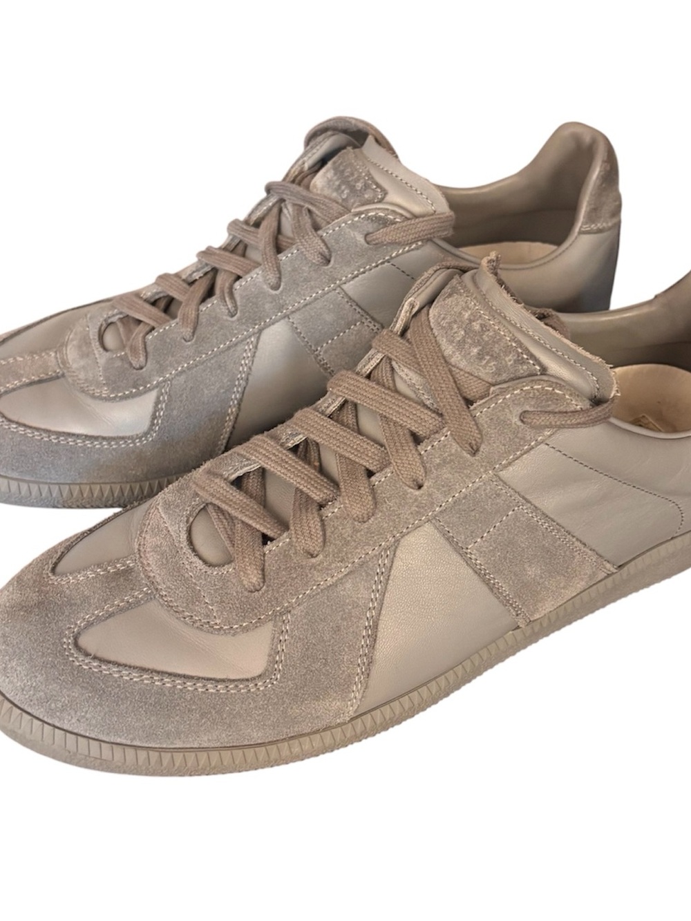 Maison Margiela Replica Gray Leather/Suede Lace-Up Sneakers Men EU 43
